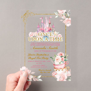 Invitaciones Acrílicas Fiesta del Té de la Princesa del Castillo Real Ros