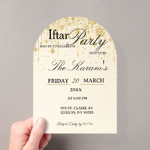 Invitaciones Acrílicas Fiesta dorada boho minimalista mezquita Ramadán If