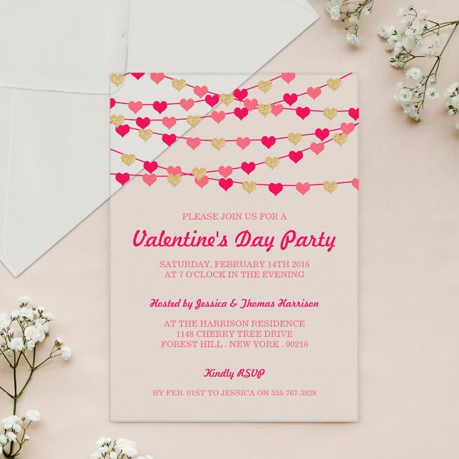 Invitaciones Acrílicas Fiesta El día de San Valentín de corazones de amor (Subido por el creador)