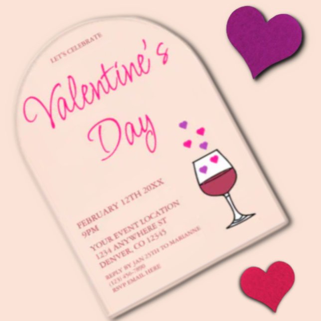 Invitaciones Acrílicas Fiesta El día de San Valentín de vino (Subido por el creador)