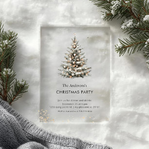 Invitaciones Acrílicas Fiesta elegante de árbol de Navidad 