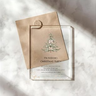 Invitaciones Acrílicas Fiesta elegante de árbol de Navidad 