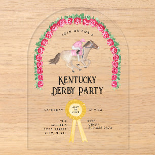 Invitaciones Acrílicas Fiesta Elegante de Derby de Carreras de Caballos