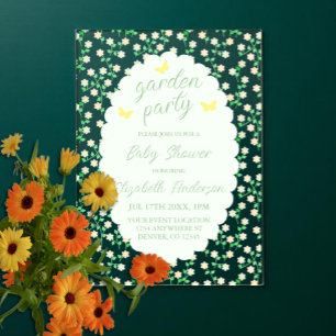 Invitaciones Acrílicas Fiesta en el Jardín para Baby Shower de Género Neu