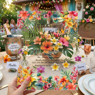 Invitaciones Acrílicas Fiesta Hawaiana Colorida Despedida de Soltera