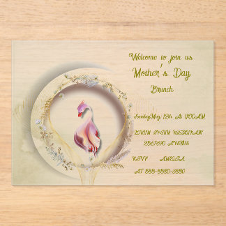 Invitaciones Acrílicas Fiesta MADRE moda de cisnes