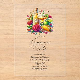 Invitaciones Acrílicas Fiesta Mexicana Transparente de Compromiso