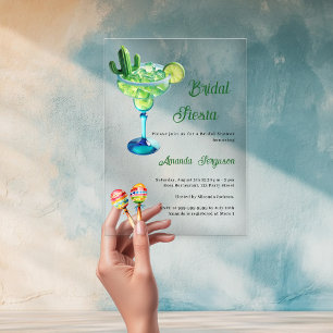 Invitaciones Acrílicas fiesta mexicana verde transparente Despedida de so