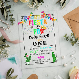 Invitaciones Acrílicas Fiesta mexicana y diversión en su primer cumpleaño
