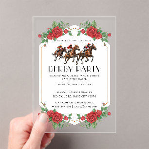Invitaciones Acrílicas Fiesta Moderna de Derby de Caballos de Carreras Ec