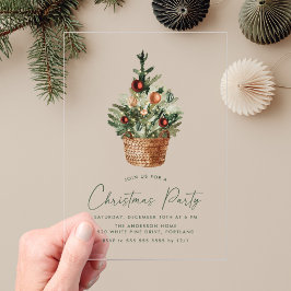 Invitaciones Acrílicas Fiesta navideña con acuarela moderna