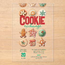 Invitaciones Acrílicas Fiesta navideña de Cookie Exchange Cute Navidades