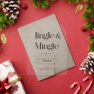 Invitaciones Acrílicas Fiesta navideña de Navidades mínimos de jingle y m