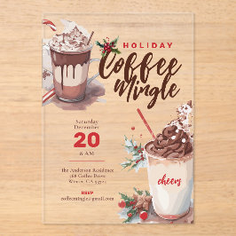Invitaciones Acrílicas Fiesta navideña del café navidad