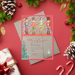 Invitaciones Acrílicas Fiesta Navideña del Cascanueces Festivo