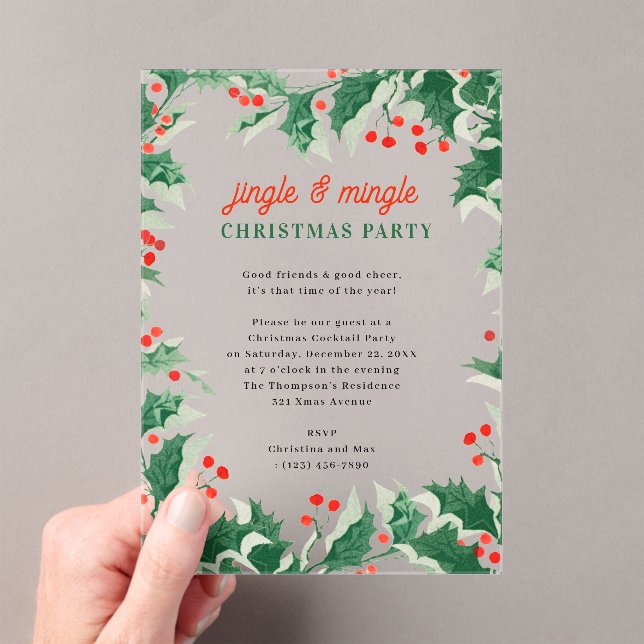 Invitaciones Acrílicas Fiesta Navideña Jingle and Mingle (Insitu (portátil))