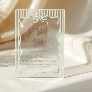 Invitaciones Acrílicas Fiesta Retro Neutral Arco Cafe Bebe Shower de Bebé