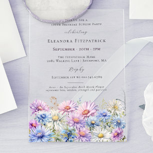 Invitaciones Acrílicas FIESTA SORPRESA ACRÍLICA 100 Flor de nacimiento de