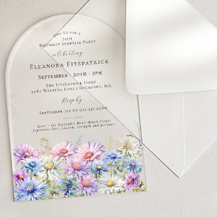 Invitaciones Acrílicas FIESTA SORPRESA ARCO 75 Cumpleaños de septiembre F