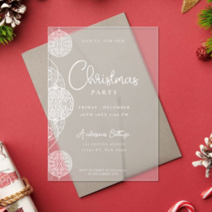 Invitaciones Acrílicas Fiesta Única de Navidad en magenta festivo