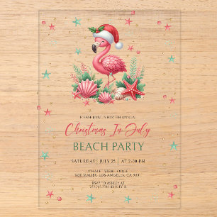 Invitaciones Acrílicas Flamenco de Navidad en Julio