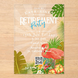 Invitaciones Acrílicas Flamingo Tropical Retirement