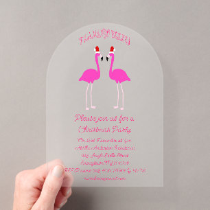 Invitaciones Acrílicas Flamingos Lesbianas de Navidad Flamingo Belles Per