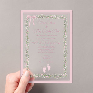 Invitaciones Acrílicas Flaques rosados y deditos de bebé: Elegante baby s