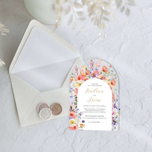 Invitaciones Acrílicas Flirty Floral Meadow | Boda de verano (Subido por el creador)