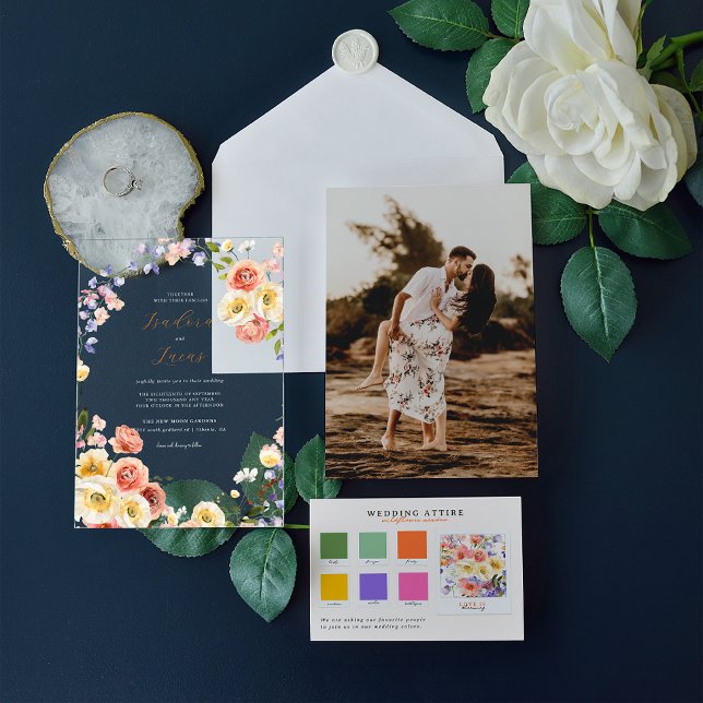 Invitaciones Acrílicas Flirty Floral Meadow | Boda de verano (Subido por el creador)