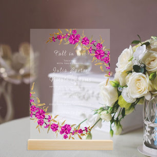 Invitaciones Acrílicas Flor de Enredadera de Trompeta Silvestre Púrpura J