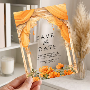 Invitaciones Acrílicas Flor de Marigold Boda Hindú India Save the Date