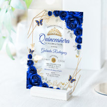 Flor de oro azul real Quinceanera