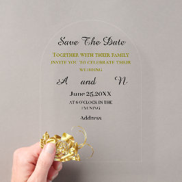 Invitaciones Acrílicas flor de oro Guardar la fecha