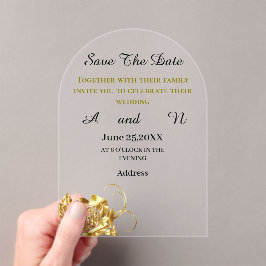 Invitaciones Acrílicas flor de oro Salve la fecha