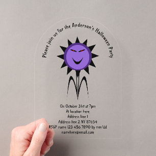 Invitaciones Acrílicas Flor Malvada Kawaii Góthica Halloween Personalizad