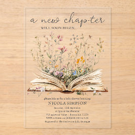 Invitaciones Acrílicas Flor silvestre | Baby Shower del tema del libro