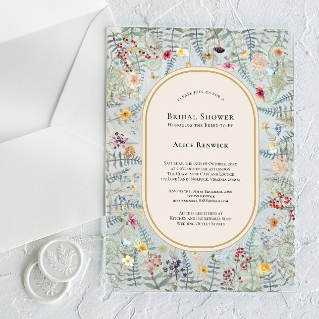 Invitaciones Acrílicas Flor virgen Fern Beige Bridal Shower (Subido por el creador)