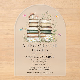 Invitaciones Acrílicas Floral acuática Un nuevo capítulo Baby Shower