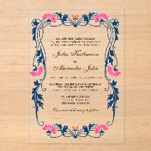 Floral azul marino y fucsia