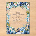 Invitaciones Acrílicas Floral blanca azul turquesa 90 cumpleaños<br><div class="desc">Hermosa marina y azul polvoriento con flores de color de agua blanca fiesta de cumpleaños 90 clara invitación acrílica para las mujeres. Esta invitación está diseñada para cumplir 90 años, pero puede ser personalizada para cualquier persona de cualquier edad. Comuníquese conmigo para obtener ayuda con sus personalizaciones o para solicitar...</div>