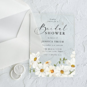 Invitaciones Acrílicas Floral Blanco Vibrante para Despedida de Soltera T