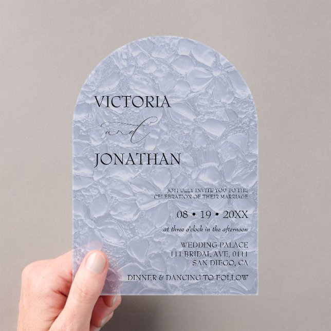 Invitaciones Acrílicas Floral Blue Elegant Wedding (Insitu (portátil))