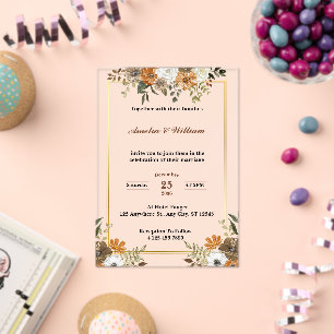 Invitaciones Acrílicas Floral crema junto con su Boda familiar