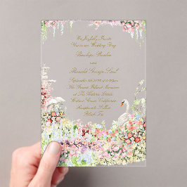 Invitaciones Acrílicas floral french romantic garden chateau swan wedding