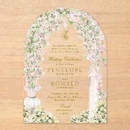 Invitaciones Acrílicas floral garden arch monogram wedding