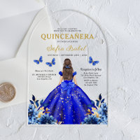 Floral Royal Blue Butterfly Princess Quinceanera