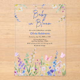 Invitaciones Acrílicas Floral Spring Baby in Bloom Baby Shower 