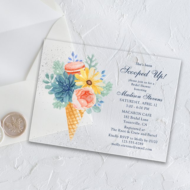 Invitaciones Acrílicas Floral Succulum Macaron Bridal Shower (Subido por el creador)