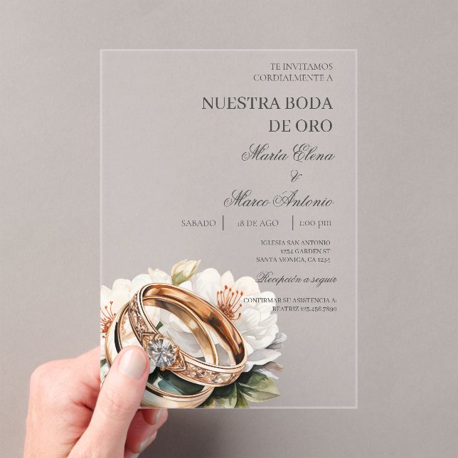 Invitaciones Acrílicas Floral wedding ring acrylic wedding  (Insitu (portátil))